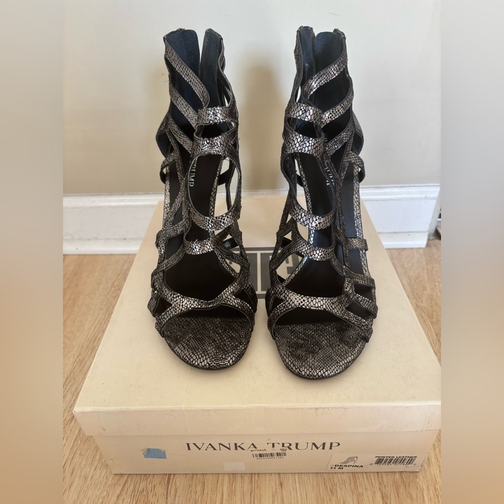 Ivanka Trump Elegant Black and Silver Women's Sandals